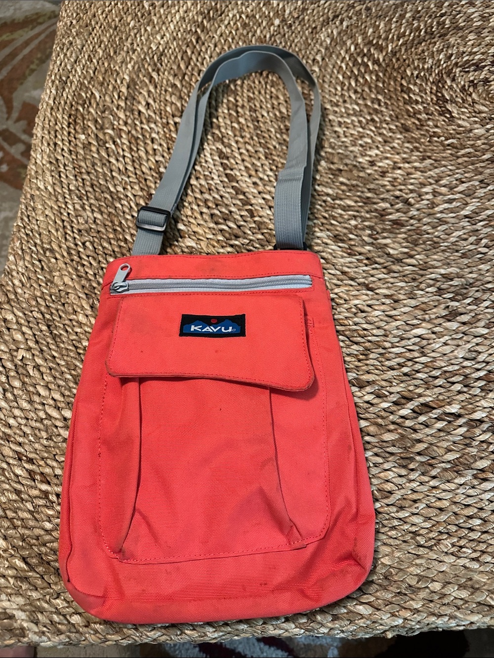 Kavu Orange Crossbody Messenger Bag with Gray Strap